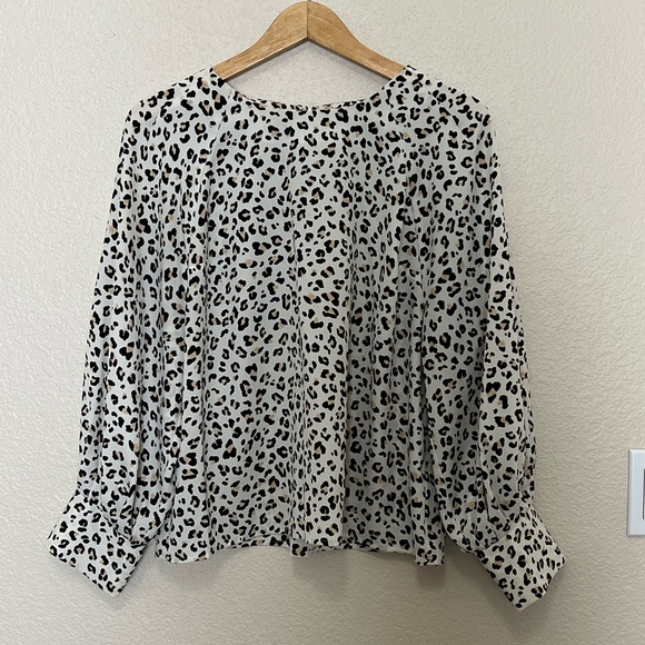 Nine West | Leopard Print Drama Blouse - Picture 3 of 6